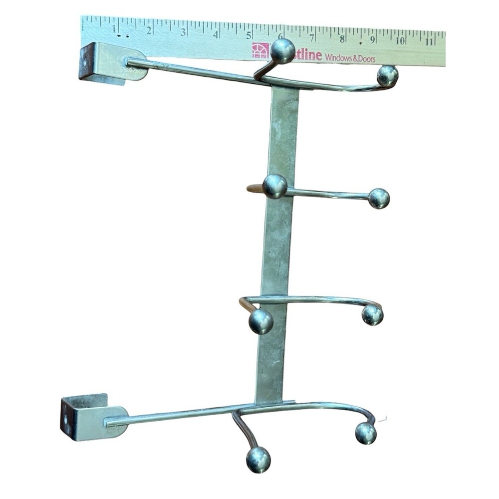 Vintage Metal Over Door Double Hooks Tie Belt Scarf Rack 8 Hook Organizer - Picture 4 of 4